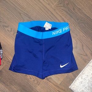 Blue women’s Nike pro shorts
